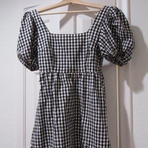 Abound Black and White Gingham smocked-back dress